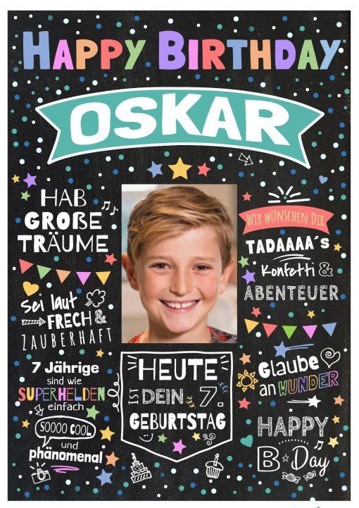 Meilensteintafel Chalkboard Geschenk 6., 7.,8.,9., 10. Geburtstag Kinder Geburtstagsposter Personalisiert Mädchen Junge Happy Birthday 2