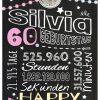 Meilensteintafel Chalkboard Geschenk 60. Geburtstag Frau Mann Personalisiert Geburtstagstafel Retro Colors Rosa