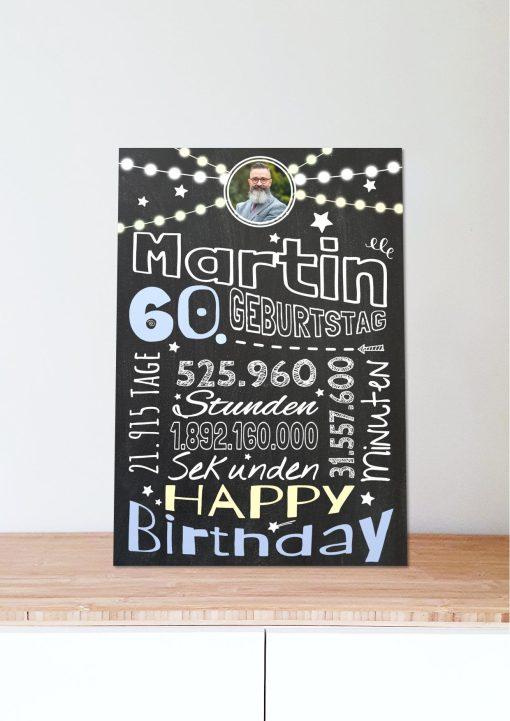Meilensteintafel Chalkboard Geschenk 60. Geburtstag Frau Mann Personalisiert Geburtstagstafel Retro Colors Rosa Blau06