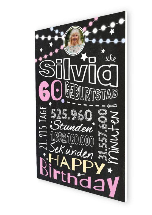 Meilensteintafel Chalkboard Geschenk 60. Geburtstag Frau Mann Personalisiert Geburtstagstafel Retro Colors Rosa Blau07