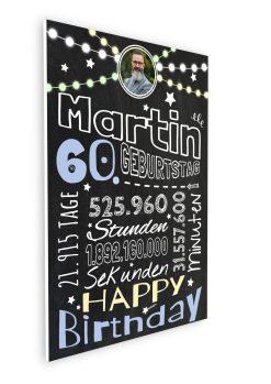 Meilensteintafel Chalkboard Geschenk 60. Geburtstag Frau Mann Personalisiert Geburtstagstafel Retro Colors Rosa Blau08