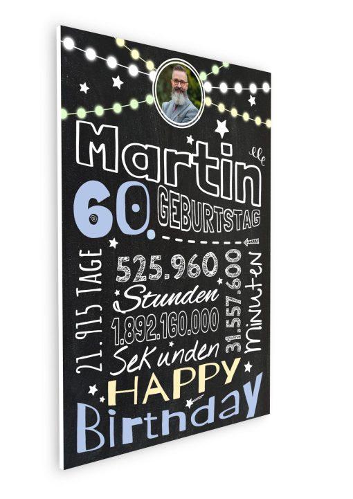 Meilensteintafel Chalkboard Geschenk 60. Geburtstag Frau Mann Personalisiert Geburtstagstafel Retro Colors Rosa Blau08