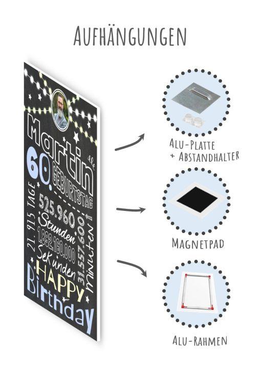 Meilensteintafel Chalkboard Geschenk 60. Geburtstag Frau Mann Personalisiert Geburtstagstafel Retro Colors Rosa Blau10