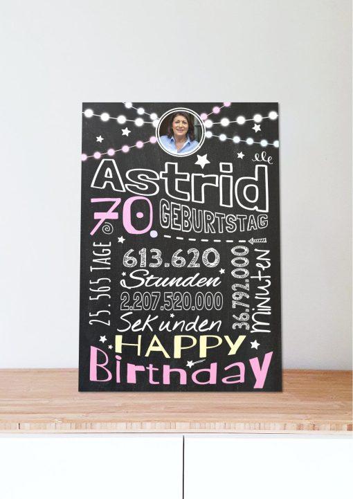 Meilensteintafel Chalkboard Geschenk 70. Geburtstag Frau Mann Personalisiert Geburtstagstafel Retro Colors Rosa Blau06