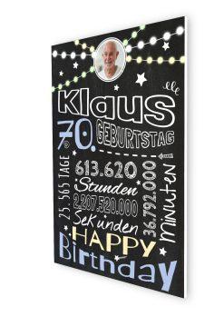Meilensteintafel Chalkboard Geschenk 70. Geburtstag Frau Mann Personalisiert Geburtstagstafel Retro Colors Rosa Blau07