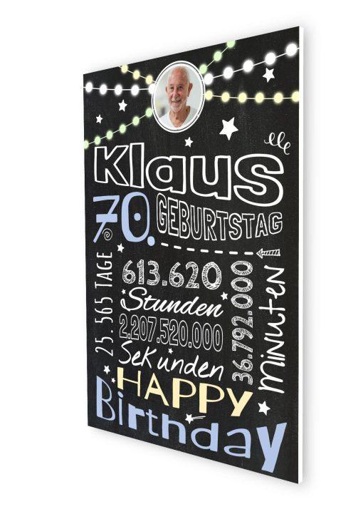 Meilensteintafel Chalkboard Geschenk 70. Geburtstag Frau Mann Personalisiert Geburtstagstafel Retro Colors Rosa Blau07