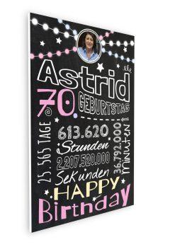 Meilensteintafel Chalkboard Geschenk 70. Geburtstag Frau Mann Personalisiert Geburtstagstafel Retro Colors Rosa Blau08