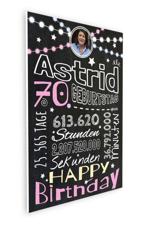Meilensteintafel Chalkboard Geschenk 70. Geburtstag Frau Mann Personalisiert Geburtstagstafel Retro Colors Rosa Blau08