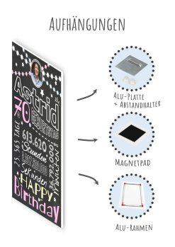 Meilensteintafel Chalkboard Geschenk 70. Geburtstag Frau Mann Personalisiert Geburtstagstafel Retro Colors Rosa Blau10