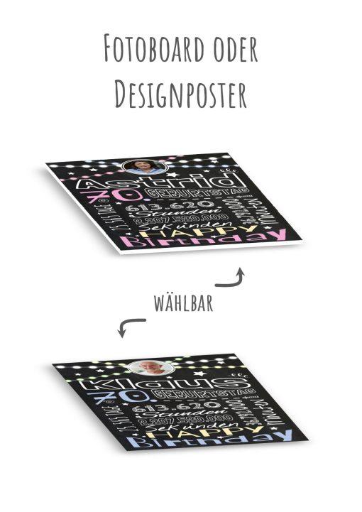 Meilensteintafel Chalkboard Geschenk 70. Geburtstag Frau Mann Personalisiert Geburtstagstafel Retro Colors Rosa Blau13