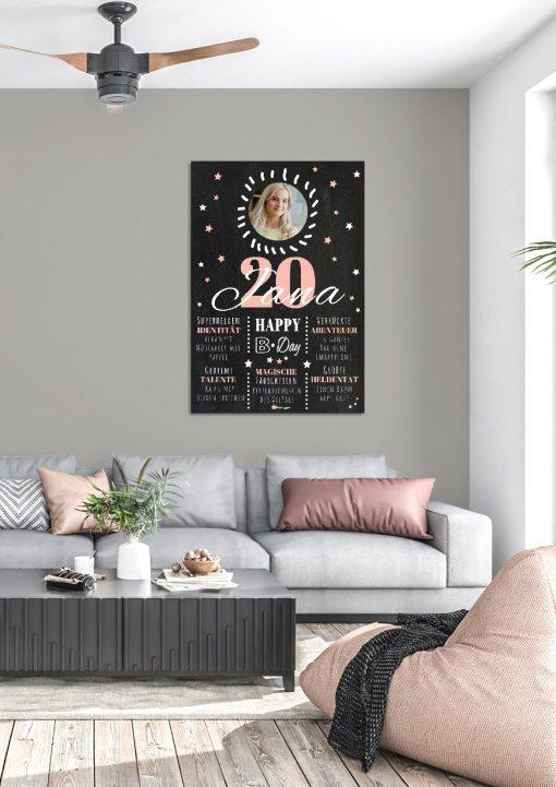 Meilensteintafel Chalkboard 20. Geburtstag Geschenk Personalisiert Geburtstagstafel Poster Frau Mann 1zigartig03