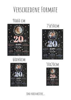 Meilensteintafel Chalkboard 20. Geburtstag Geschenk Personalisiert Geburtstagstafel Poster Frau Mann 1zigartig12