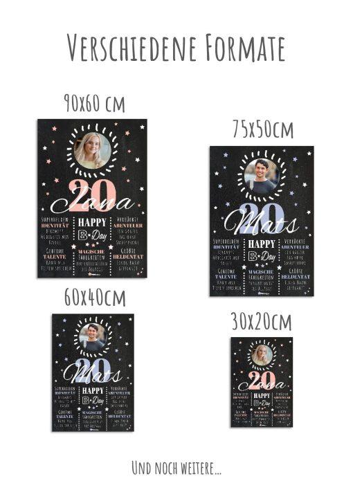 Meilensteintafel Chalkboard 20. Geburtstag Geschenk Personalisiert Geburtstagstafel Poster Frau Mann 1zigartig12
