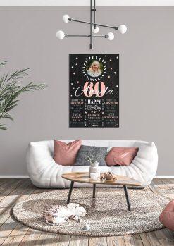 Meilensteintafel Chalkboard 60. Geburtstag Geschenk Personalisiert Geburtstagstafel Poster Frau Mann 1zigartig04