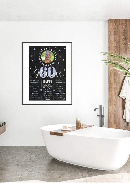 Meilensteintafel Chalkboard 60. Geburtstag Geschenk Personalisiert Geburtstagstafel Poster Frau Mann 1zigartig05
