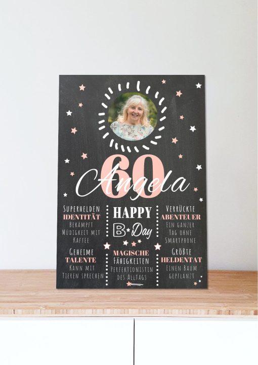 Meilensteintafel Chalkboard 60. Geburtstag Geschenk Personalisiert Geburtstagstafel Poster Frau Mann 1zigartig06