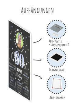 Meilensteintafel Chalkboard 60. Geburtstag Geschenk Personalisiert Geburtstagstafel Poster Frau Mann 1zigartig10