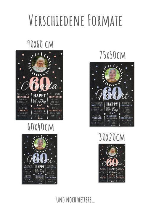 Meilensteintafel Chalkboard 60. Geburtstag Geschenk Personalisiert Geburtstagstafel Poster Frau Mann 1zigartig12