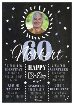 Meilensteintafel Chalkboard 60. Geburtstag Geschenk Personalisiert Geburtstagstafel Poster Mann Frau 1zigartig