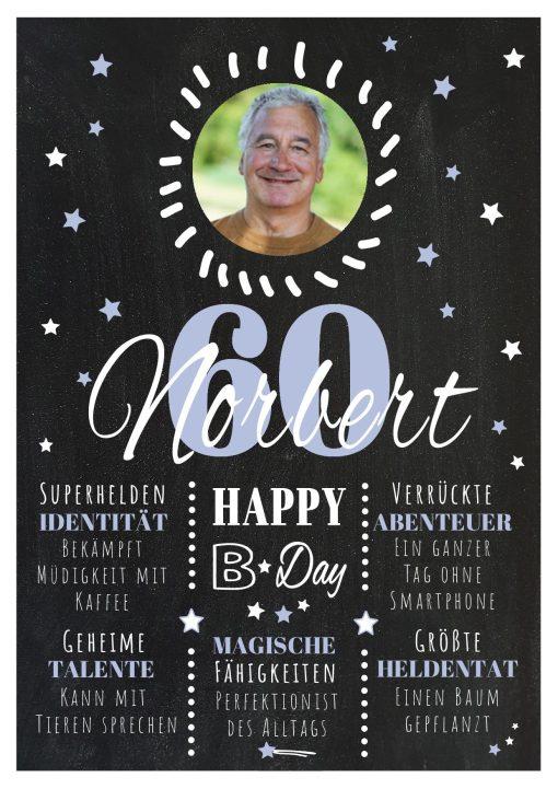 Meilensteintafel Chalkboard 60. Geburtstag Geschenk Personalisiert Geburtstagstafel Poster Mann Frau 1zigartig