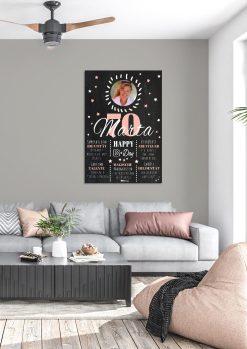 Meilensteintafel Chalkboard 70. Geburtstag Geschenk Personalisiert Geburtstagstafel Poster Frau Mann 1zigartig03