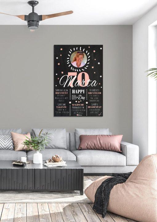 Meilensteintafel Chalkboard 70. Geburtstag Geschenk Personalisiert Geburtstagstafel Poster Frau Mann 1zigartig03