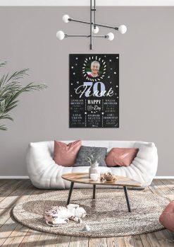 Meilensteintafel Chalkboard 70. Geburtstag Geschenk Personalisiert Geburtstagstafel Poster Frau Mann 1zigartig04