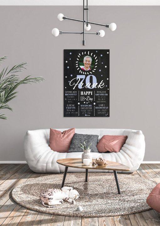 Meilensteintafel Chalkboard 70. Geburtstag Geschenk Personalisiert Geburtstagstafel Poster Frau Mann 1zigartig04