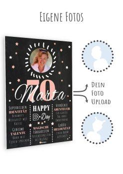 Meilensteintafel Chalkboard 70. Geburtstag Geschenk Personalisiert Geburtstagstafel Poster Frau Mann 1zigartig11