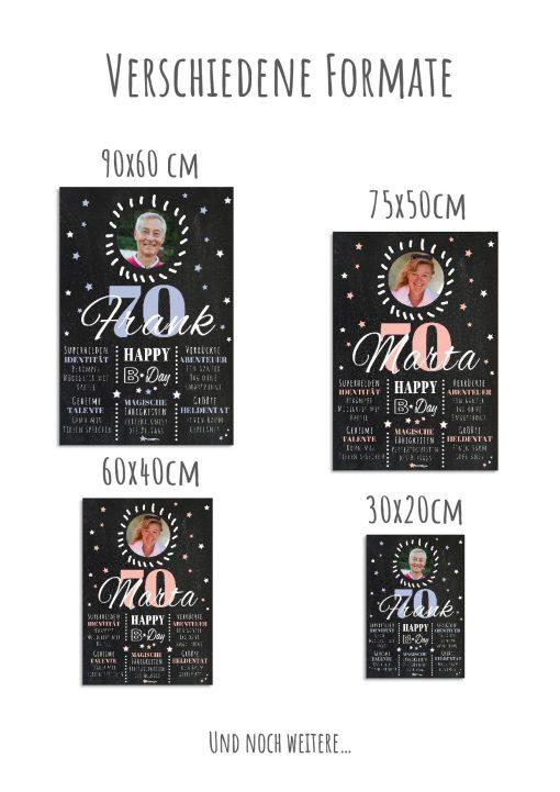 Meilensteintafel Chalkboard 70. Geburtstag Geschenk Personalisiert Geburtstagstafel Poster Frau Mann 1zigartig12