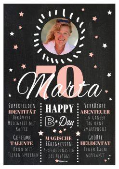 Meilensteintafel Chalkboard 70. Geburtstag Geschenk Personalisiert Geburtstagstafel Poster Mann Frau 1zigartig 2