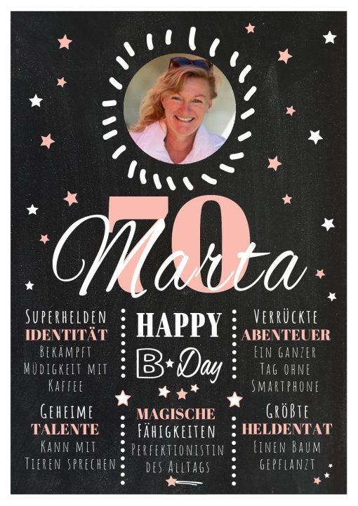 Meilensteintafel Chalkboard 70. Geburtstag Geschenk Personalisiert Geburtstagstafel Poster Mann Frau 1zigartig 2
