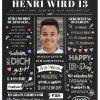 Meilensteintafel Chalkboard Geschenk 13. Geburtstag Zeitung Geburtstagsposter Personalisiert Mädchen Junge Happy News Chalk