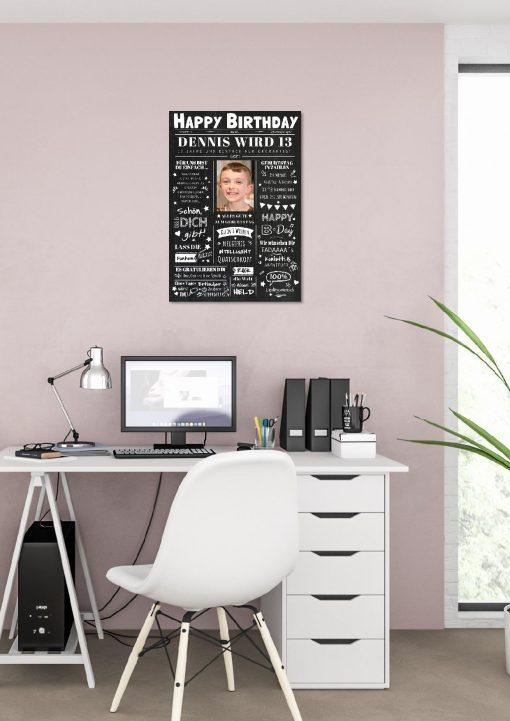 Meilensteintafel Chalkboard Geschenk 13. Geburtstag Zeitung Geburtstagsposter Personalisiert Teenager Mädchen Junge Happy News02