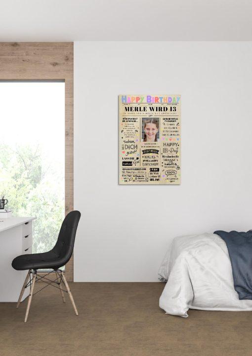 Meilensteintafel Chalkboard Geschenk 13. Geburtstag Zeitung Geburtstagsposter Personalisiert Teenager Mädchen Junge Happy News03