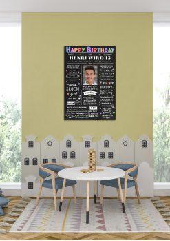 Meilensteintafel Chalkboard Geschenk 13. Geburtstag Zeitung Geburtstagsposter Personalisiert Teenager Mädchen Junge Happy News04