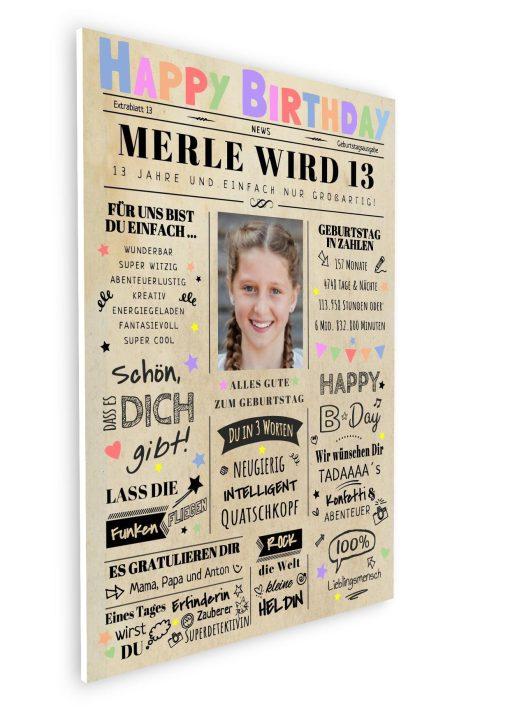Meilensteintafel Chalkboard Geschenk 13. Geburtstag Zeitung Geburtstagsposter Personalisiert Teenager Mädchen Junge Happy News07