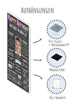 Meilensteintafel Chalkboard Geschenk 13. Geburtstag Zeitung Geburtstagsposter Personalisiert Teenager Mädchen Junge Happy News09