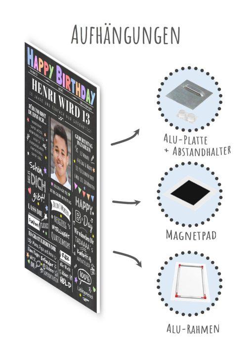 Meilensteintafel Chalkboard Geschenk 13. Geburtstag Zeitung Geburtstagsposter Personalisiert Teenager Mädchen Junge Happy News09