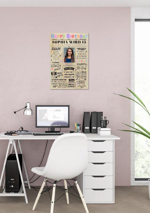Meilensteintafel Chalkboard Geschenk 15. Geburtstag Zeitung Geburtstagsposter Personalisiert Teenager Mädchen Junge Happy News 002