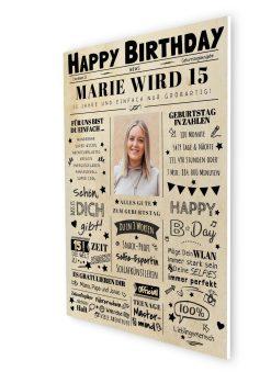 Meilensteintafel Chalkboard Geschenk 15. Geburtstag Zeitung Geburtstagsposter Personalisiert Teenager Mädchen Junge Happy News 006
