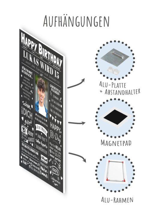 Meilensteintafel Chalkboard Geschenk 15. Geburtstag Zeitung Geburtstagsposter Personalisiert Teenager Mädchen Junge Happy News 009