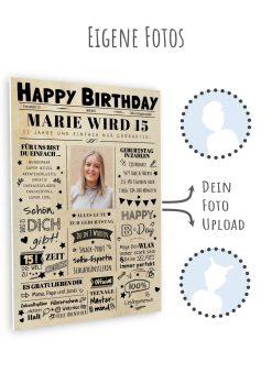Meilensteintafel Chalkboard Geschenk 15. Geburtstag Zeitung Geburtstagsposter Personalisiert Teenager Mädchen Junge Happy News 010