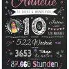 Meilensteintafel Chalkboard Geschenk 10. Geburtstag Personalisiert Junge Mädchen Geburtstagstafel Happy Lights Rosa