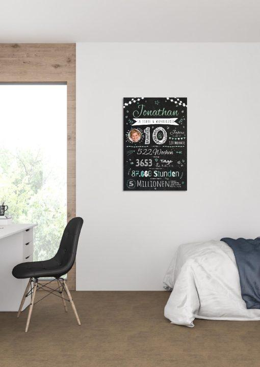 Meilensteintafel Chalkboard Geschenk 10. Geburtstag Personalisiert Junge Mädchen Geburtstagstafel Happy Lights03