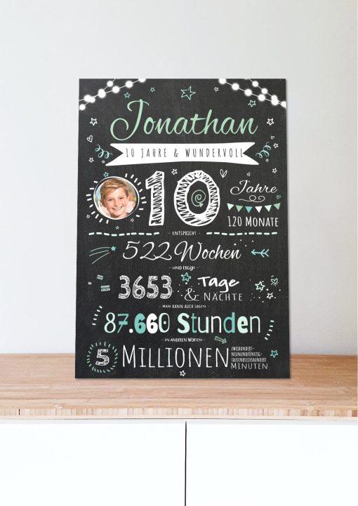 Meilensteintafel Chalkboard Geschenk 10. Geburtstag Personalisiert Junge Mädchen Geburtstagstafel Happy Lights05