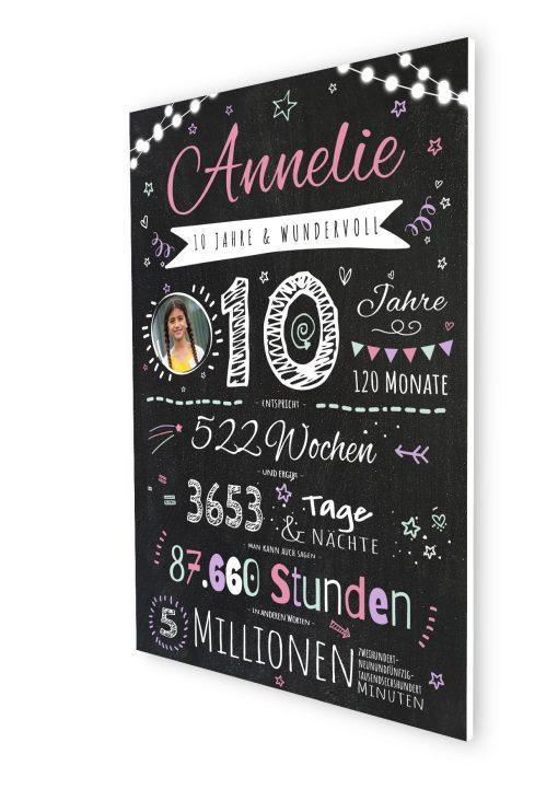 Meilensteintafel Chalkboard Geschenk 10. Geburtstag Personalisiert Junge Mädchen Geburtstagstafel Happy Lights06