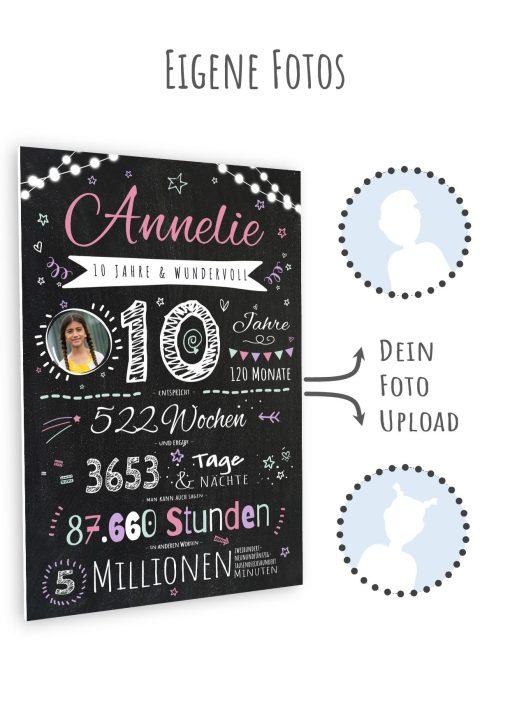 Meilensteintafel Chalkboard Geschenk 10. Geburtstag Personalisiert Junge Mädchen Geburtstagstafel Happy Lights10