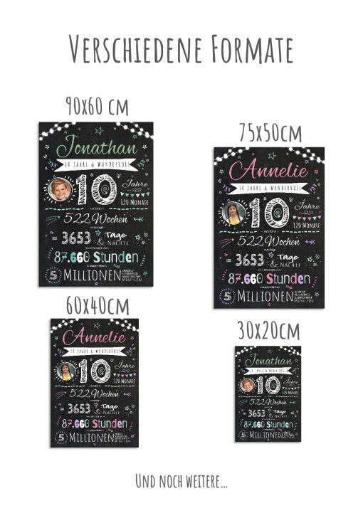 Meilensteintafel Chalkboard Geschenk 10. Geburtstag Personalisiert Junge Mädchen Geburtstagstafel Happy Lights11