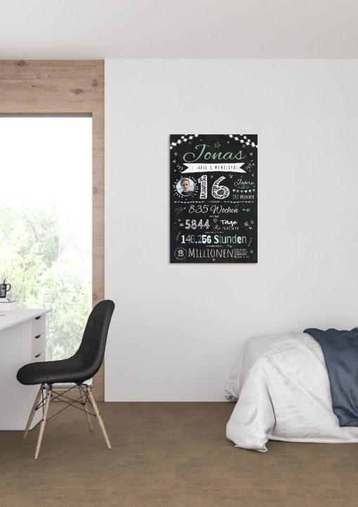 Meilensteintafel Chalkboard Geschenk 16. Geburtstag Personalisiert Teenager Junge Mädchen Geburtstagstafel Happy Lights03